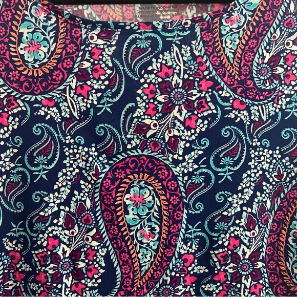Chico's Navy Paisley Tunic with Pink & Teal Accents Casual - Picture 2 of 7